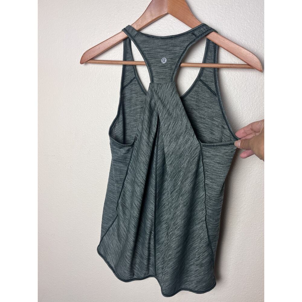 Lululemon Twist Back Racerback Tank Top Heathered Teal Blue Women’s Sz Medium - Picture 5 of 5